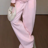 Retro Pink Relaxed Wide Leg Casual Pants