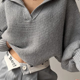 Long Sleeve Collar Knit Sweater