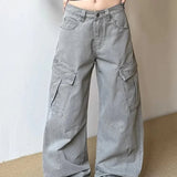 Vintage Grey Wide Leg Cargo Jeans