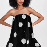 Sexy Polka Dot Strapless Bodycon Mini Dress