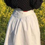High Waist Pleated Waistband Solid Tulip Vintage Youthful Mini Skirt