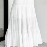 Boho Chic High Waisted Contrast Drawstring A Line Maxi Skirt
