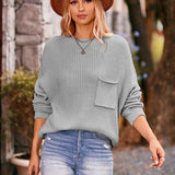 6 Colors 2025 Winter New Bat Sleeve Turtleneck Jumper Tops Solid Color Pocket Pullover Sweater
