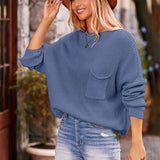 6 Colors 2025 Winter New Bat Sleeve Turtleneck Jumper Tops Solid Color Pocket Pullover Sweater