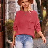 6 Colors 2025 Winter New Bat Sleeve Turtleneck Jumper Tops Solid Color Pocket Pullover Sweater