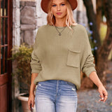 6 Colors 2025 Winter New Bat Sleeve Turtleneck Jumper Tops Solid Color Pocket Pullover Sweater