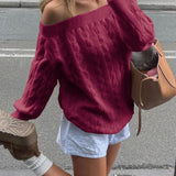 Solid Off Shoulder Pullover Sweater
