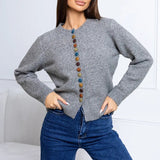 Color Button Knit Cardigan Sweater