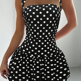 Vintage Polka Dot Halter Bodycon Mini Dress