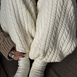 Solid Cable Knit Cozy Cuffed Ankle Pants