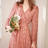 Printed Chiffon Fitted Waist Floral Dress