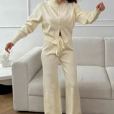 Two-Way Zipper Fitted Knit Commuter Two Piece Set