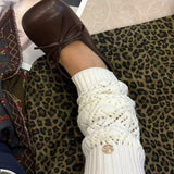 Lace Accented Cable Knit Leg Warmers
