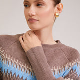 Patchwork Crew Neck Knit Sweater
