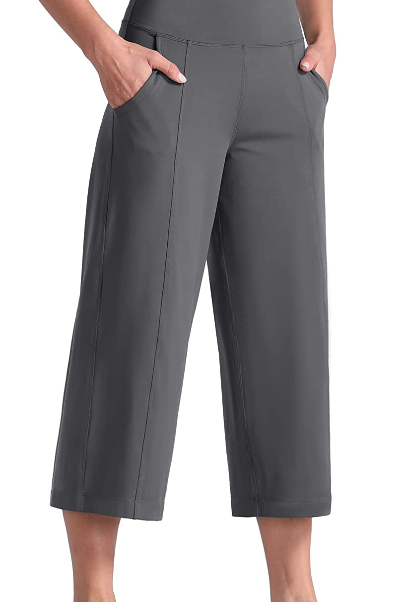 Lounge Yoga Capris Pants Bootleg Tummy Control High Waist Workout Flare Crop Pants