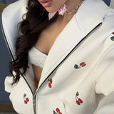Cherry Print Zip Up Hoodie