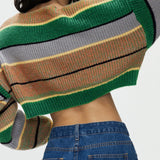 Chic Color Block Crop Sweater