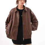 Vintage PU Leather Lapel Jacket