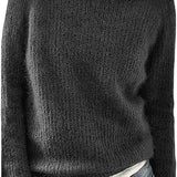 Women Loose Casual Pullover Knit Sweater Boat Neck Long Sleeve Winter Keep Warm Sweater Tops