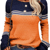 Women Autumn Winter Colorblock Pullover Sweaters