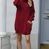 Women's Loose Turtleneck Oversize Long Pullover Sweater Dress
