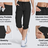 Hiking Cargo Capri Pants with Zipper Pockets Casual Lightweight Quick Dry Water Resistant