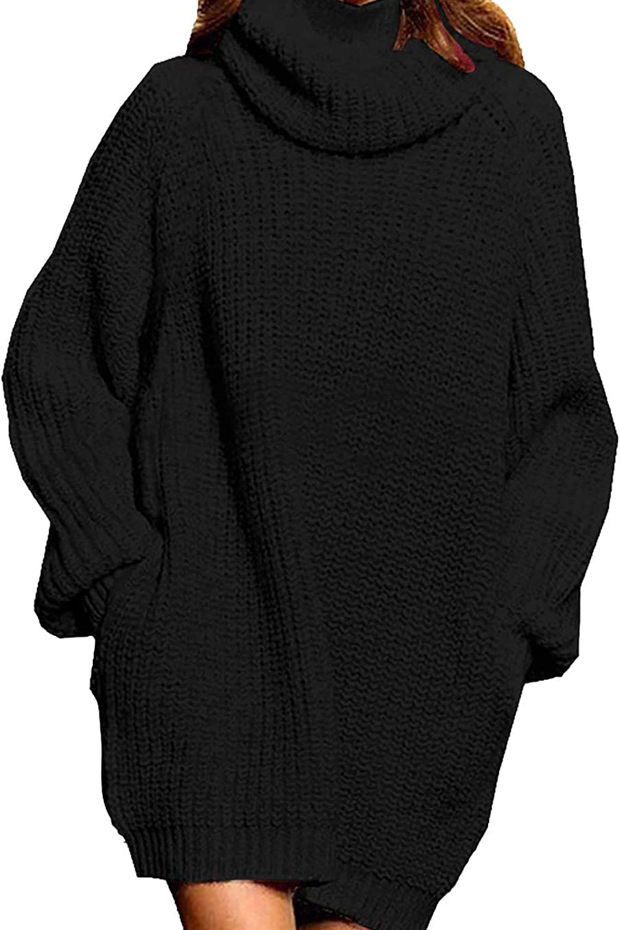 Women's Loose Turtleneck Oversize Long Pullover Sweater Dress