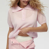 Hollow Out Polo Knit Sweater