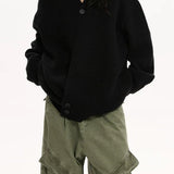 Chunky Knit Cross Button Sweater
