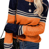 Women Autumn Winter Colorblock Pullover Sweaters