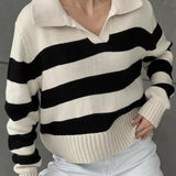 Striped Color Block Polo Sweater