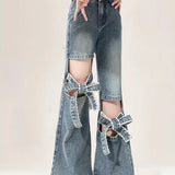 Slim Fit Bow Flare Jeans