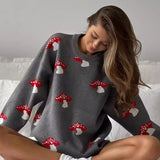 Mushroom Print Knit Sweater