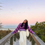 Striped Knit Pullover Sweater