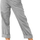 Beach Linen Shorts 3/4 Sweatpants Capri Pants Elastic Waist Cropped Harem Pants