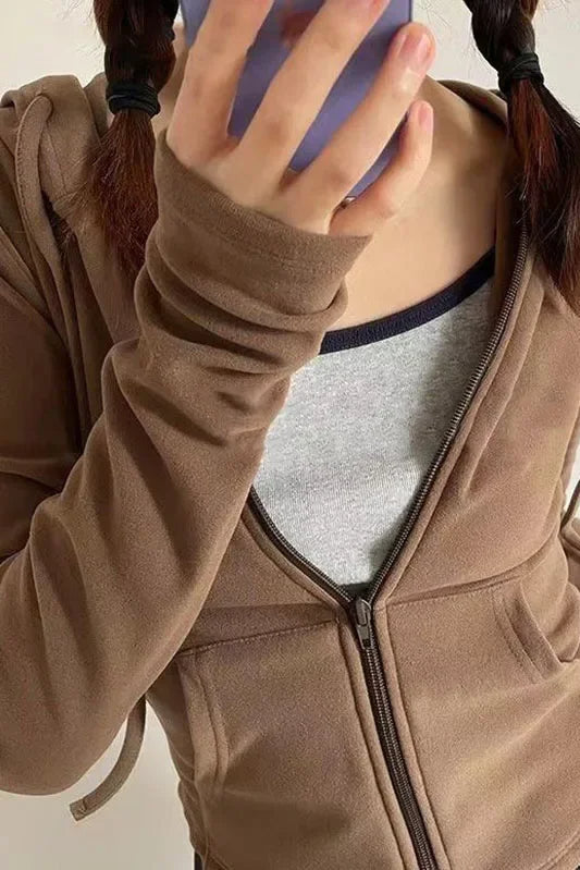Long Sleeve Y2K Cropped Hoodie