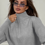 Two-Way Zipper Fitted Knit Commuter Two Piece Set