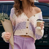 Colorblock V Neck Knit Sweater