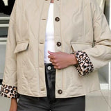 Patchwork Leopard Print Relaxed Jacket