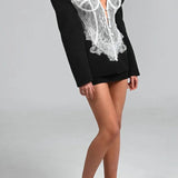 Slim High Waist Lace Blazer