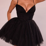Chiffon Lace-up Backless Cocktail Dress