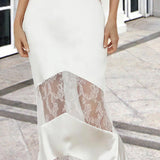 See-Through Lace Halter V-Neck Backless Party Dress