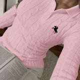 Collared Long Sleeve Knit Sweater