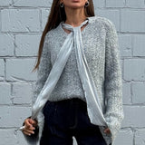 Shimmering Satin Bell Sleeve Soft Blouse