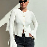 Single Breasted Ribbed Knit Cardigan