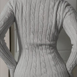 Embroidered Cable Knit V Neck Sweater