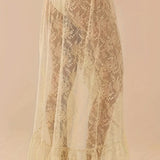 Lace Insert High Waist Slit Asymmetrical Midi Skirt