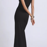Lace Trim Strapless Bodycon Maxi Dress