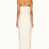 White Boned Waist Strapless Luxury Party Dress