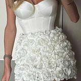 3D Flower Strapless Elegant Party Dress